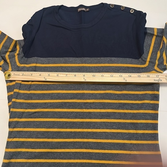 J. McLaughlin Women's Gray/Yellow/Navy Long Sleeve Striped Sweater Size M - Picture 4 of 10